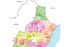 Mapa de la provincia de Almería.