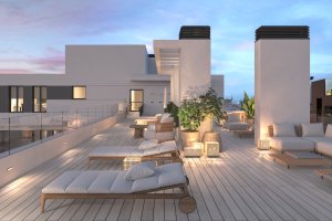 Una de las terrazas del edificio del barrio Salamanca construido por Jarquil.