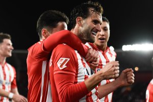 Leo Baptistao celebra su gol al Andorra.