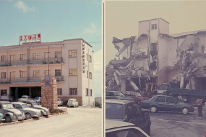 El Hotel Almanzora de Albox tras su inauguración y durante su demolición.