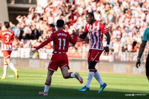 Lopy y Arribas durante el Almería-Leganés.