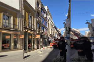 Trabajos para proteger la zona desde la que ha caído la cornisa
