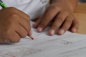 Un alumno hace sus tareas.