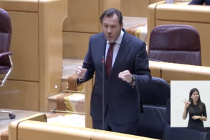 Debate en la Cámara Alta entre el ministro Óscar Puente y el senador popular Luis Rogelio Rodríguez-Comendador