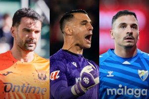 El podio con los tres porteros que más paran de la Liga en Segunda.