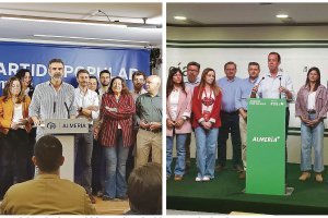 Sedes del PP y PSOE en la noche electoral del 17-M