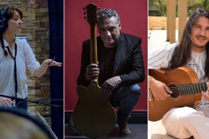 La compositora de cine Pilar Onares y los guitarristas Antonio Gómez y José del Tomate.