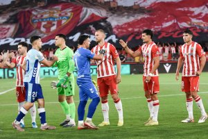 Andrés Fernández en la previa del Almería-Málaga.