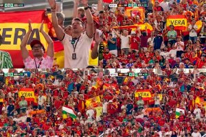 Imágenes emitidas durante el España - Arabia Saudí del Mundial de Fútbol 2026.