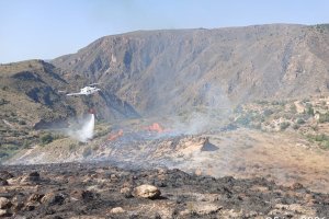Imagen del incendio declarado en Berja esta mañana.