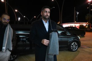 Mohamed Al-Khereiji llegando al Estadio de los Juegos Mediterráneos.