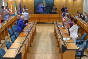 Momento de la despedida de Francisco Góngora como alcalde en el pleno del Ayuntamiento de El Ejido.