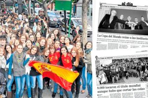Fotografías y recortes de prensa del día en el que la Copa del Mundo de 2010 visitó Almería.