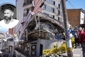 El almeriense Joaquín Díez Peralta y una imagen del terremoto de magnitud 7,4 que ha dejado más de un centenar de fallecidos en Colombia.