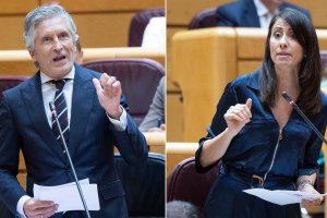 Fernando Grande-Marlaska y Carmen Belén López Zapata en el Senado.