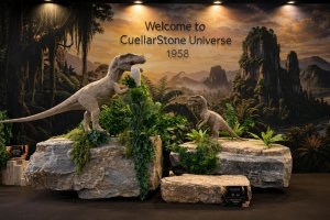Los dinosaurios de mármol protagonizaron el espacio de CuellarStone en Marmomac 2026.