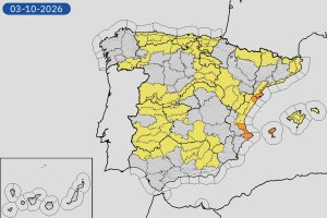 Mapa de avisos de la Aemet.