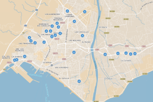 Plano de los nuevos puntos para aparcar bicicletas en la capital almeriense.
