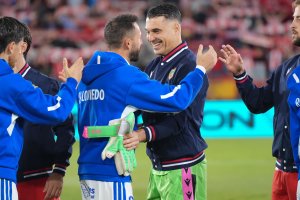 Andrés Fernández en la previa del Almería-Oviedo.