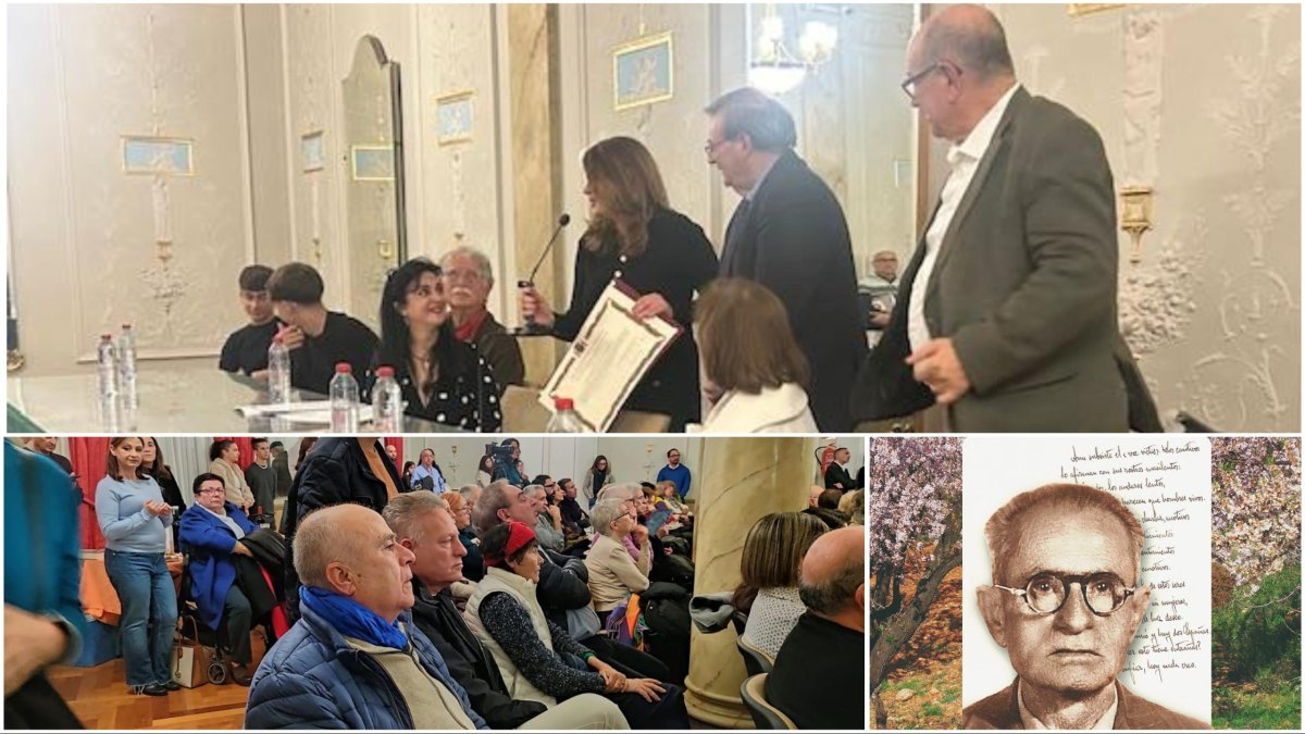 La presentación del libro sobre Uldarico del Olmo llenó el Círculo Mercantil. En el acto, Fernando Martínez entregó a Celia Ramos el diploma del Gobierno en restitución de la dignidad de Uldarico.