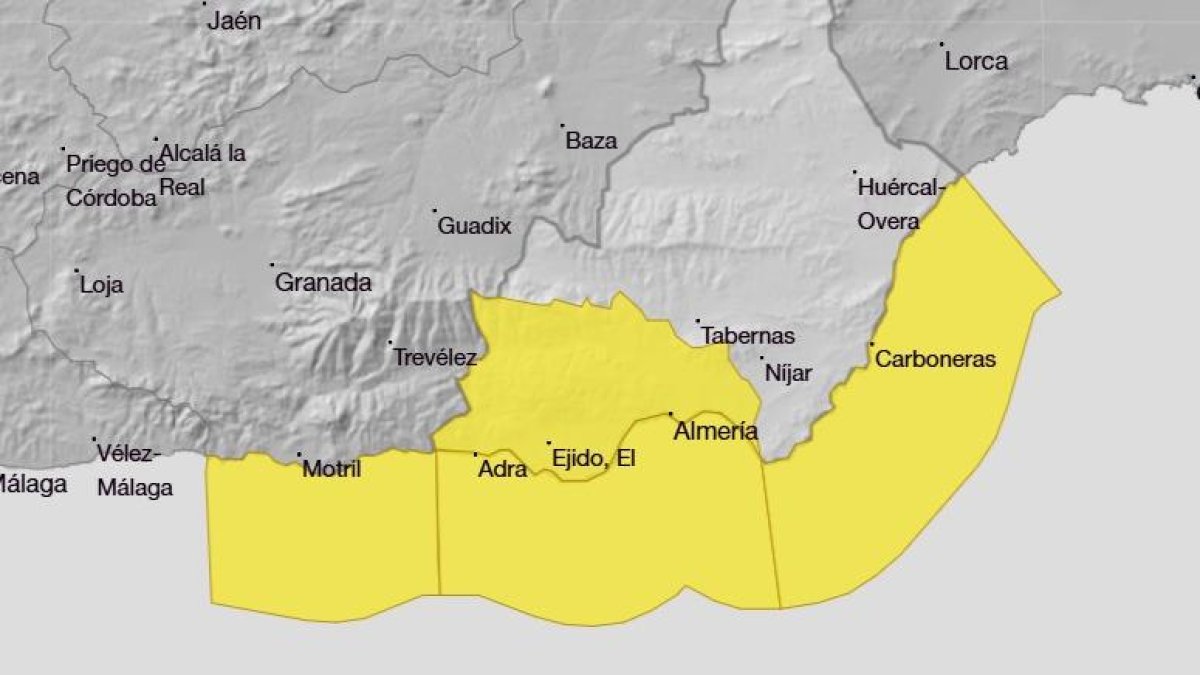 Mapa de la Aemet para la jornada de este lunes 26 de enero en la provincia de Almería.