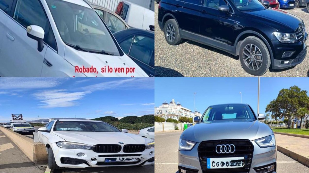 Algunos de los vehículos robados en Roquetas de Mar.