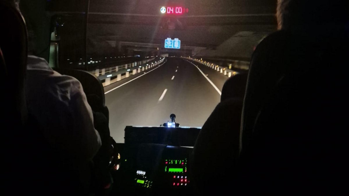 Fotografía desde el autobús Alicante-Almería que trasladó a parte de la expedición de Fruit Logistica.