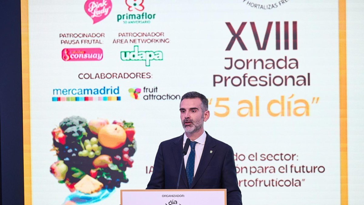 Ramón Fernández-Pacheco, durante su intervención en Madrid en la inauguración de las XVIII Jornadas Profesionales organizadas por ‘5 al día’