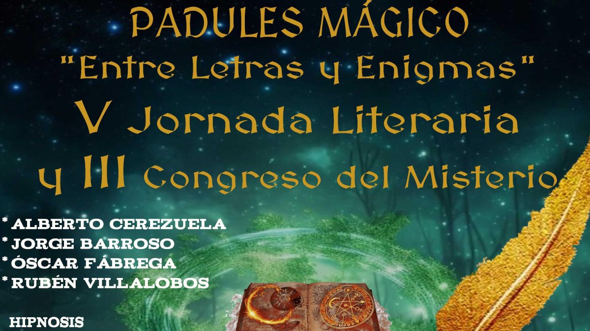 Detalle del cartel del congreso del misterio y literario 2026.