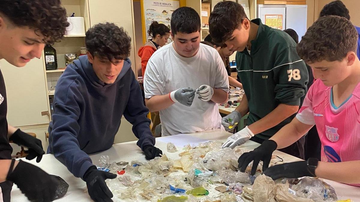 Estudiantes del IES Alborán-Manuel Cáliz, trabajando en el proyecto.