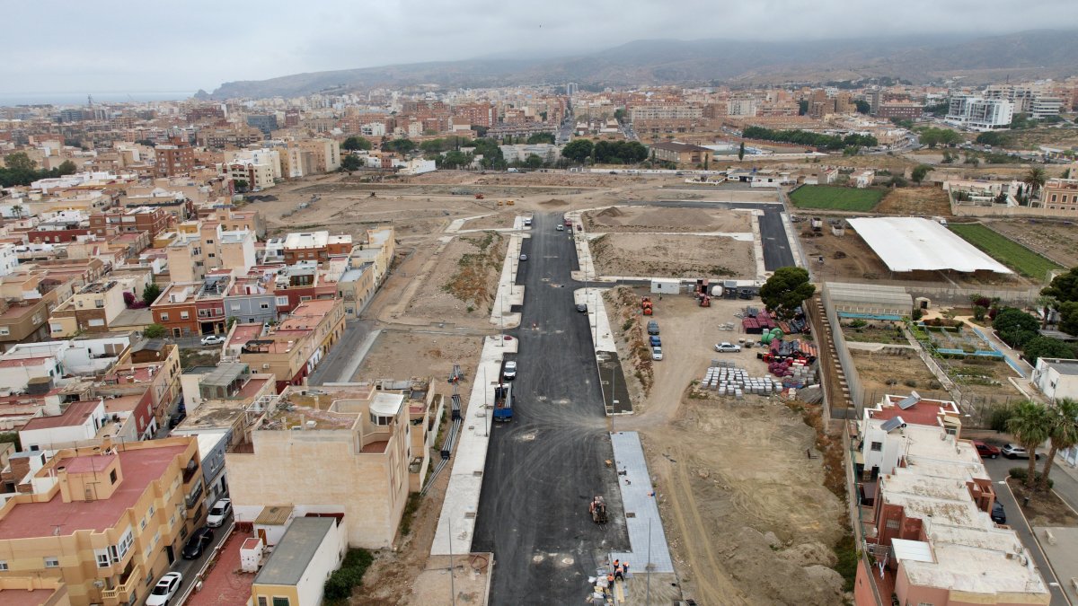 Vista aérea de las obras en el sector de Los Molinos