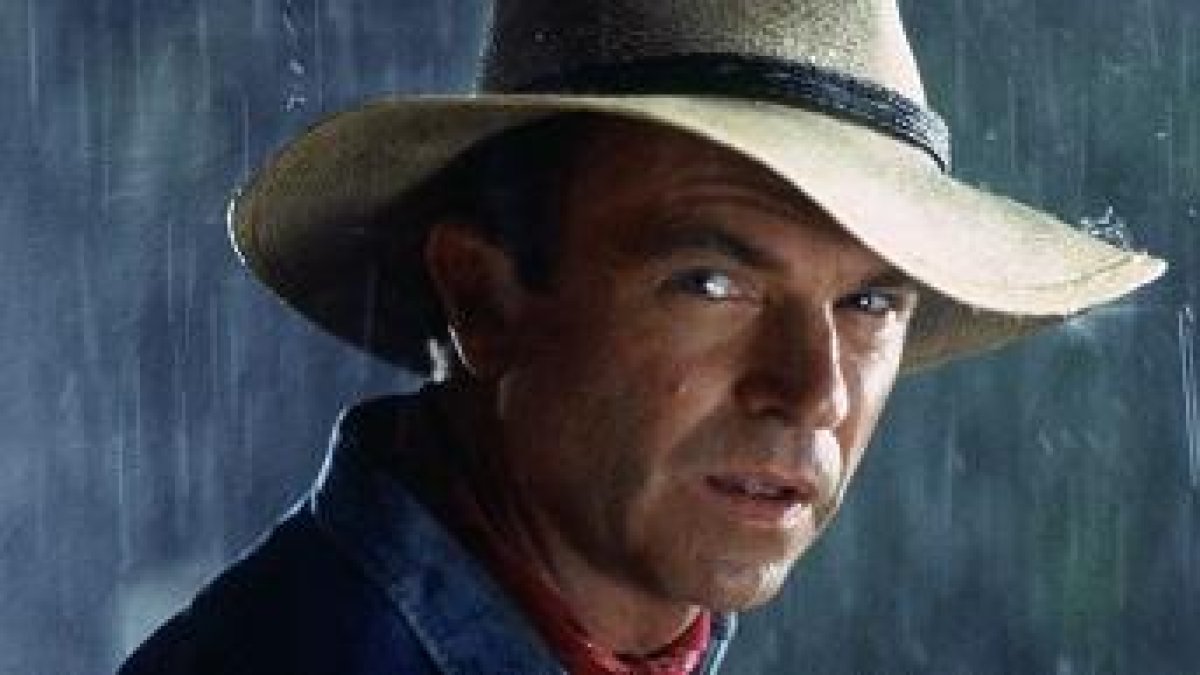 El actor Sam Neill interpretando al paleontólogo Alan Grant en Jurassic Park. Steeven Spielberg.