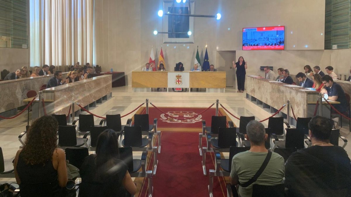 Vista general del Pleno del Ayuntamiento de Almería este martes.