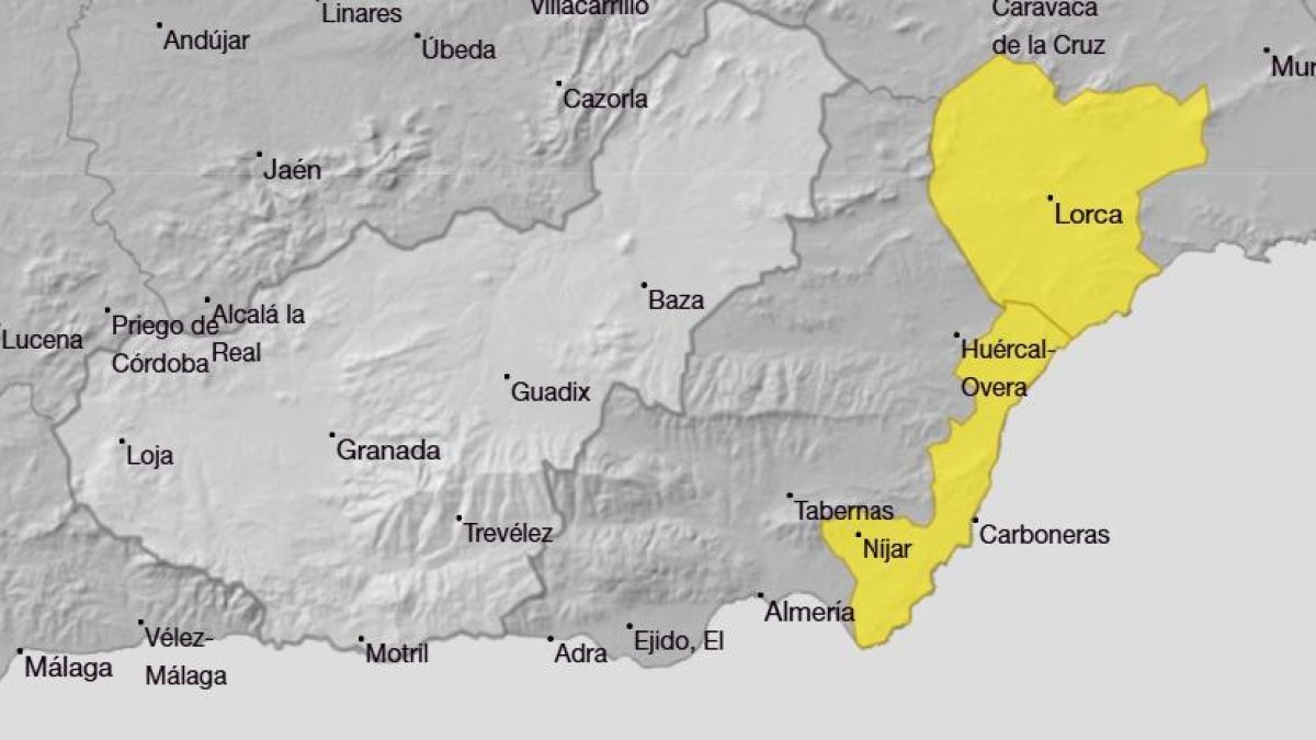 El levante almeriense estará en alerta amarilla este jueves y viernes.