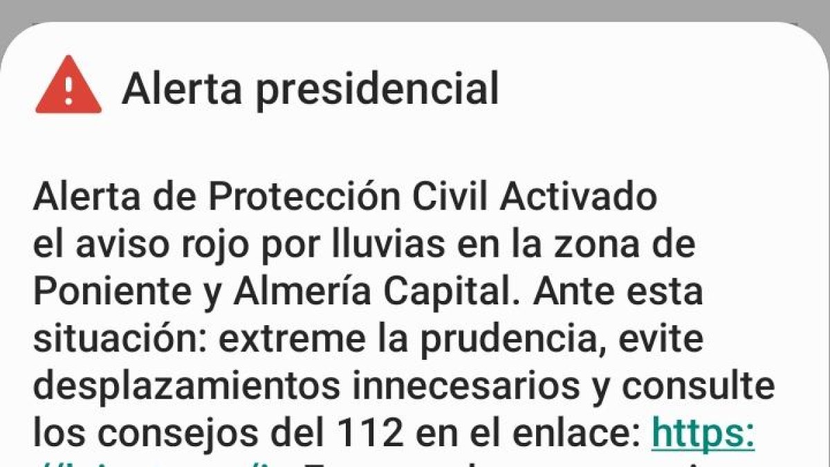 Mensaje recibido en los móviles