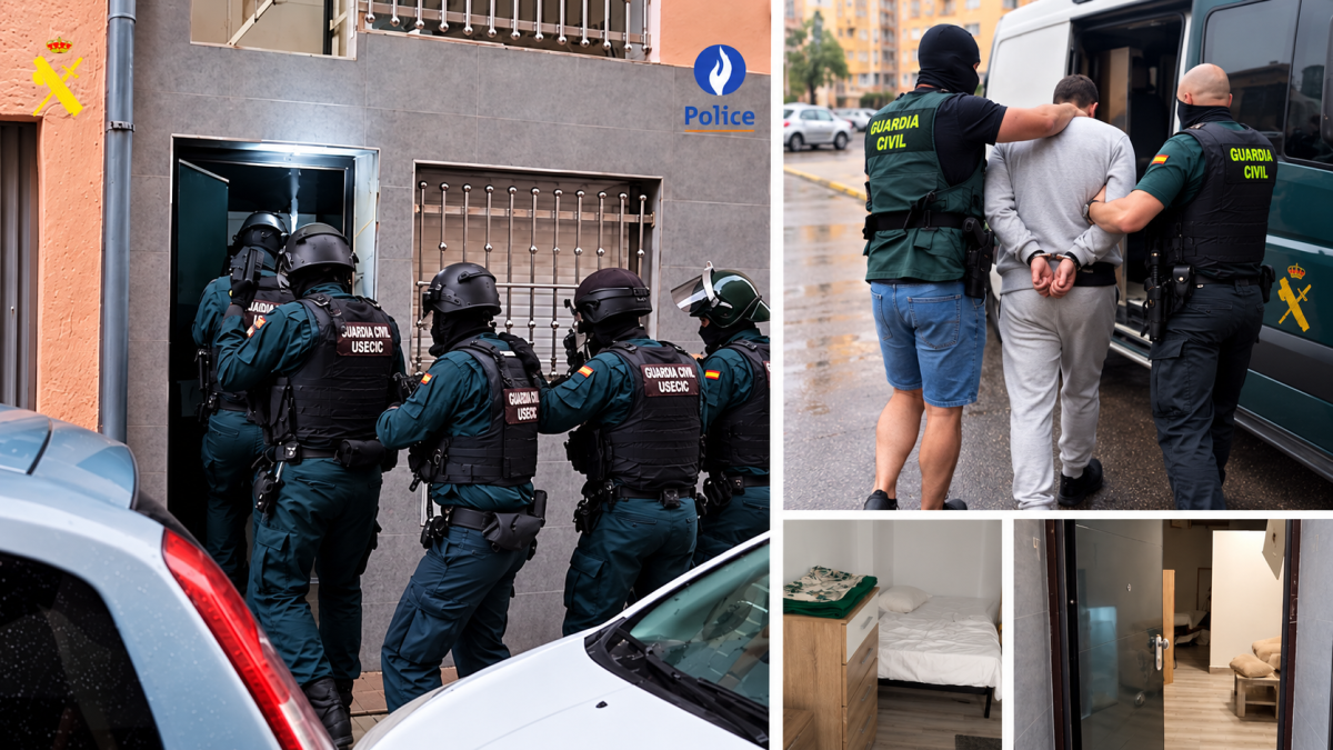 Montaje con fotogramas del vídeo publicado por la Guardia Civil del operativo en Almería.