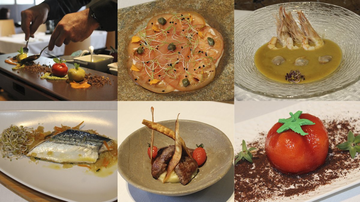 Algunos de los platos del menú de las Jornadas del Tomate Raf.