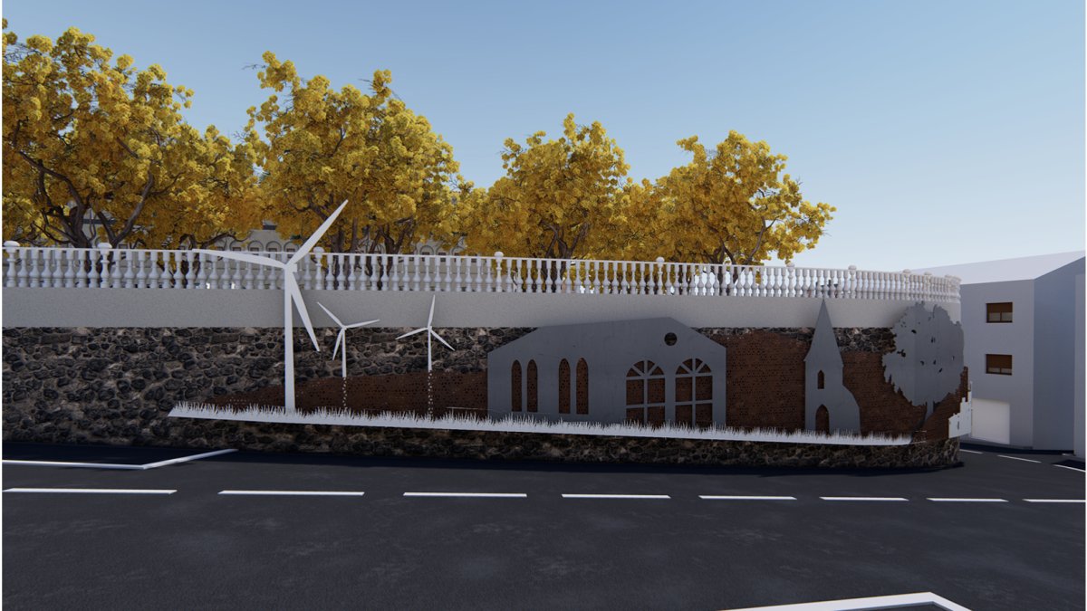 Aspecto que tendrá el muro de contención.