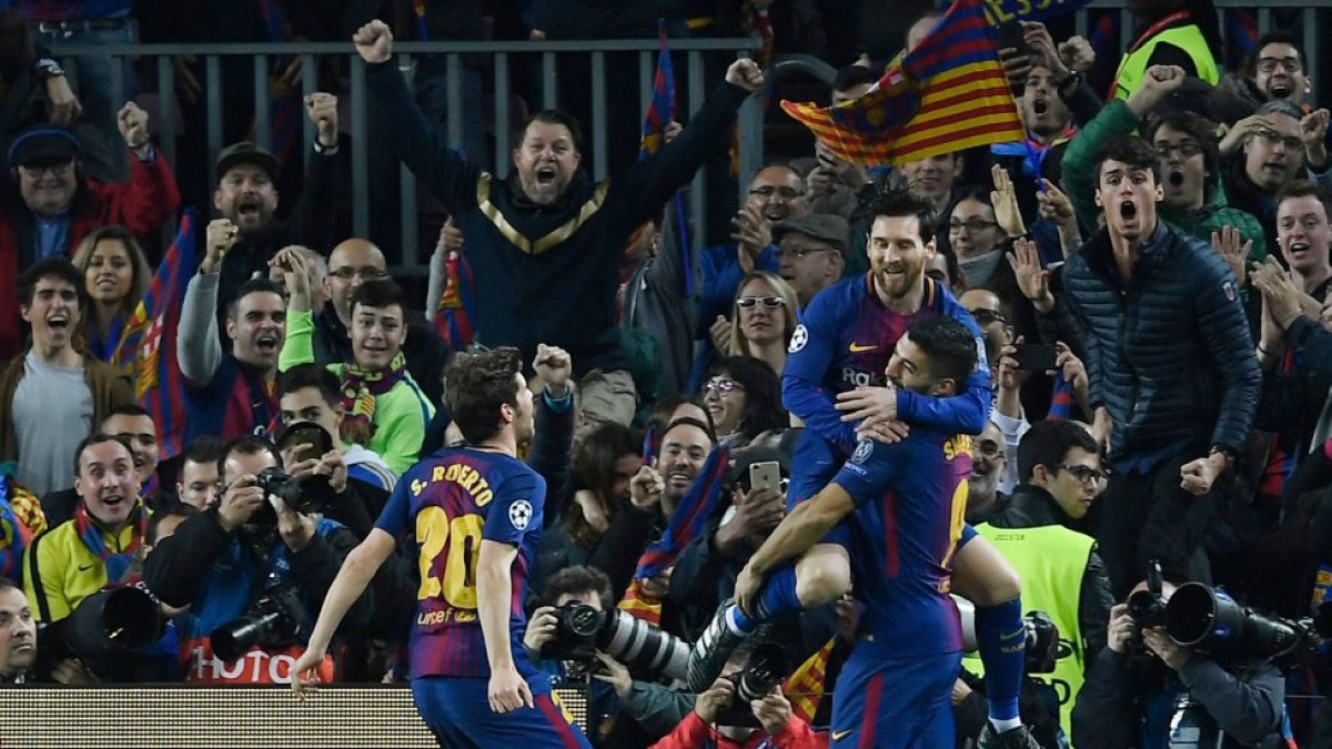 Celebración de Messi tras el 1-0.