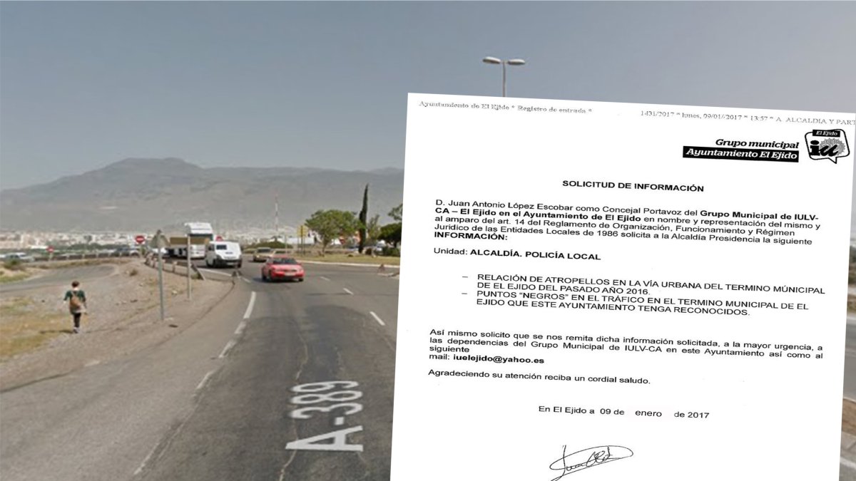 Escrito presentado hoy por IU en el ayuntamiento de El Ejido.