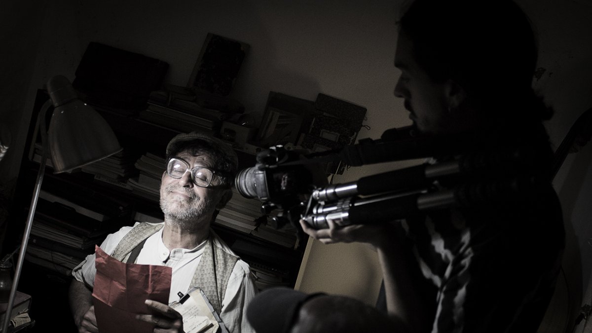Daniel Ortega con el actor Paco Cañizares durante el rodaje del corto Clé. (Foto: Manuel Rubio)