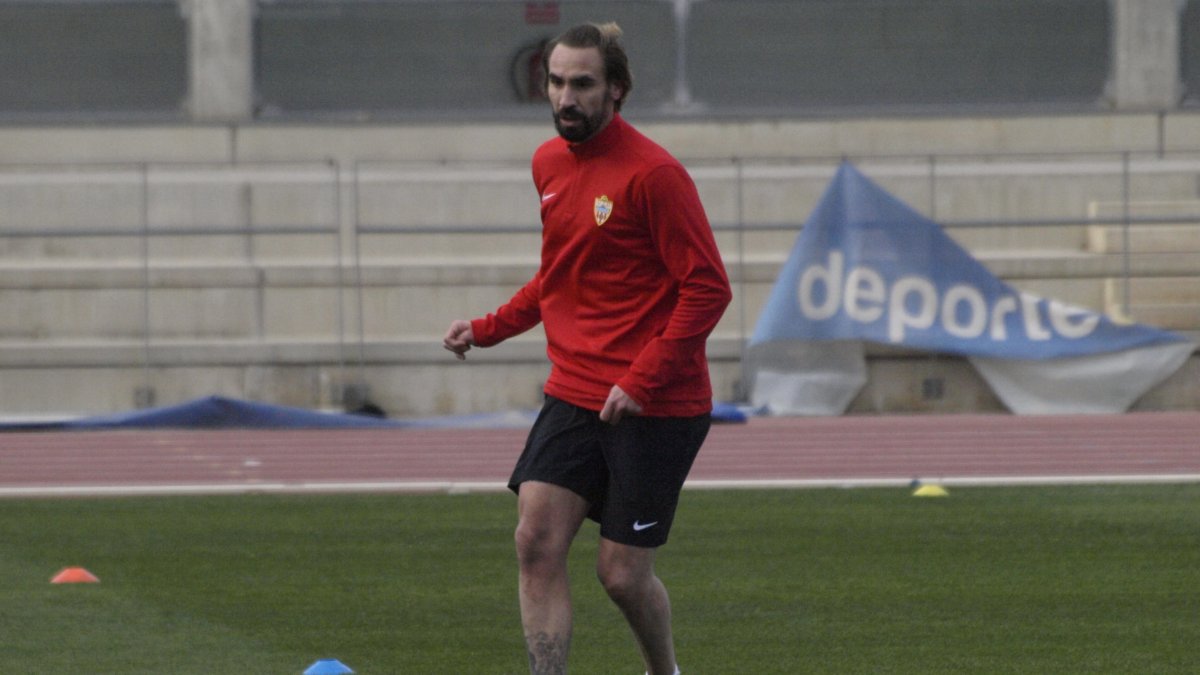 Borja Fernández en su primer entrenamiento.