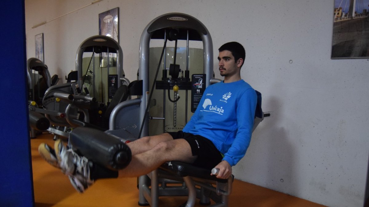 El colocador almeriense trabajando en el gimnasio.