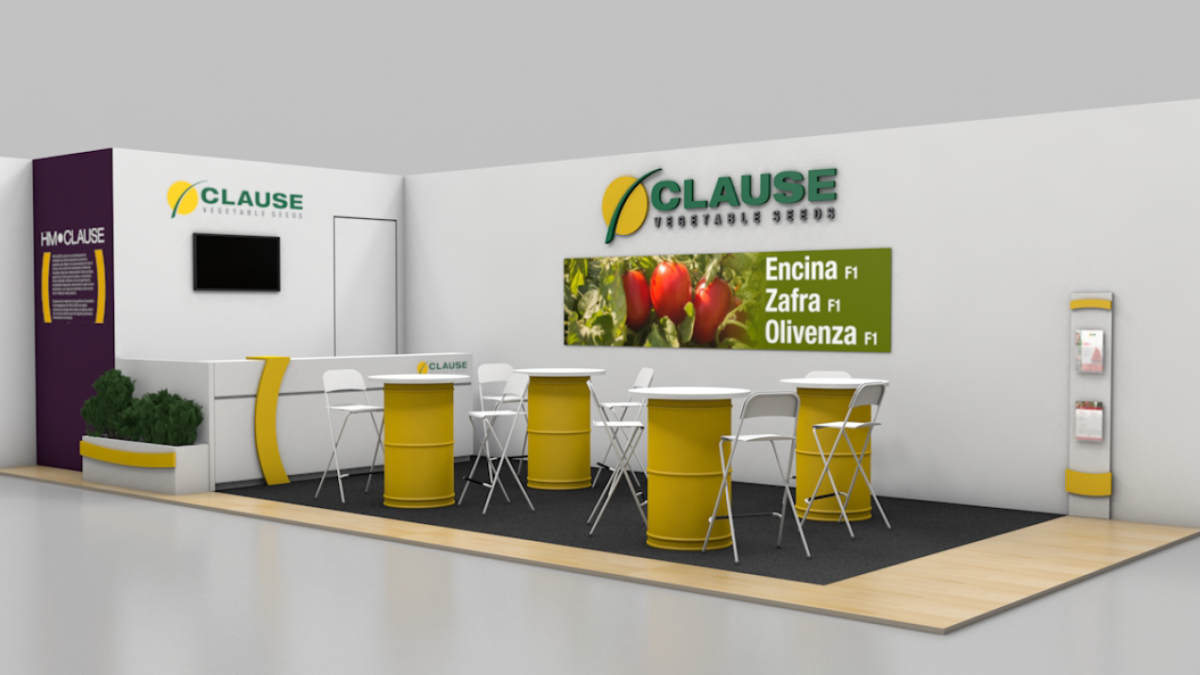 Réplica en 3D del stand que HM Clause dispondrá en la próxima AGROEXPO
