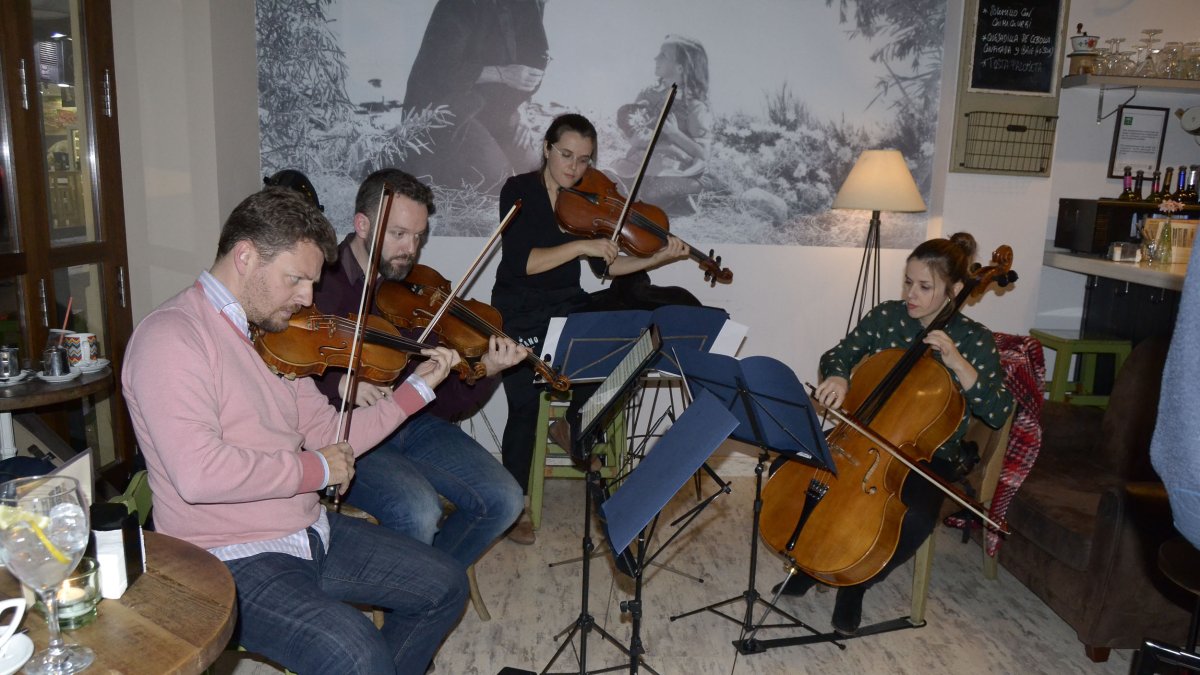 El cuarteto de cuerda de la ocal, formado por José Vélez, Clara García, Salvador Estéve y Paloma García, durante su representación la noche del sábad
