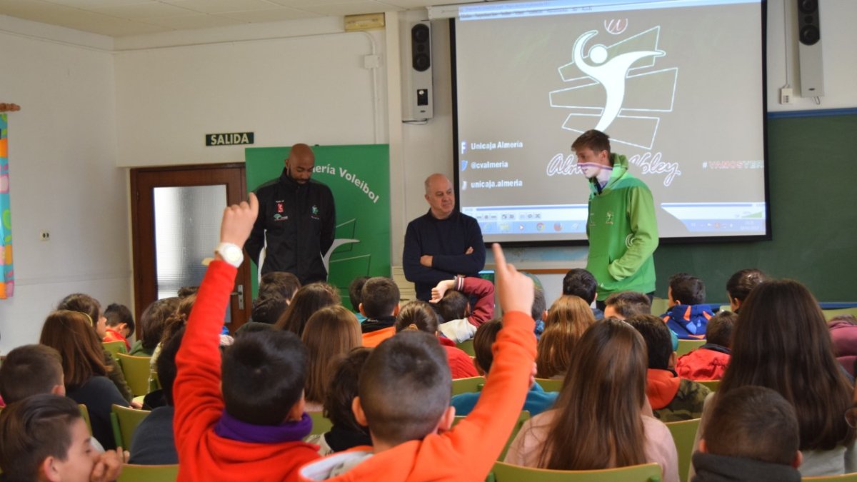 Los alumnos responden a las preguntas del Unicaja.