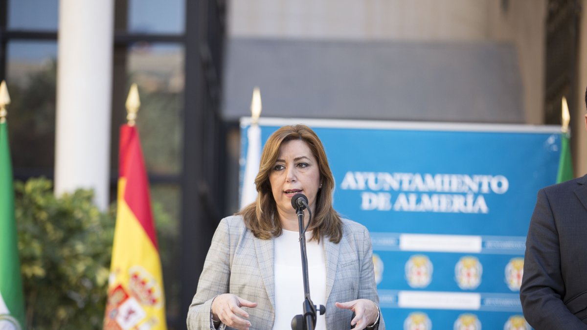 Susana Díaz, ayer en Almería.