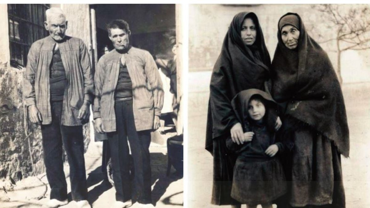 Nicolás Lidueña Sierra y José Sánchez Fernández, de La Alquería. A la derecha, Juana Grima Molina y familia, de Mojácar, que fue entrevistada de foné