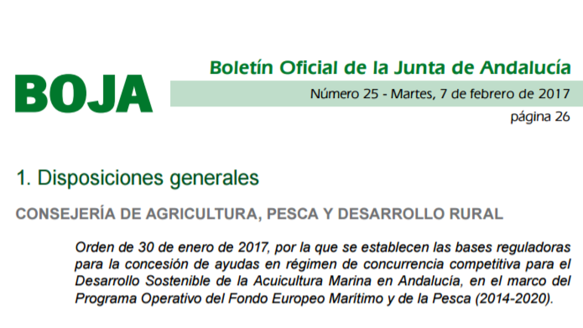La orden regional que expone las bases reguladoras para la concesión de ayudas al desarrollo de la pesca marina.