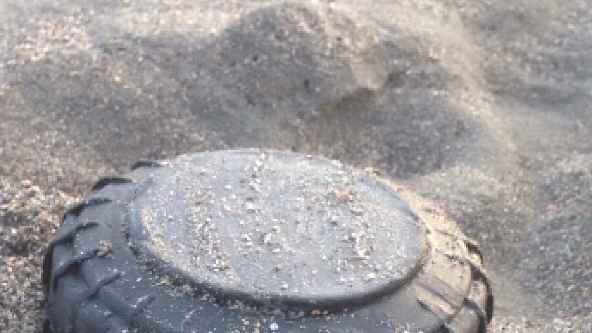 Imagen de la mina de entrenamiento hallada en la playa